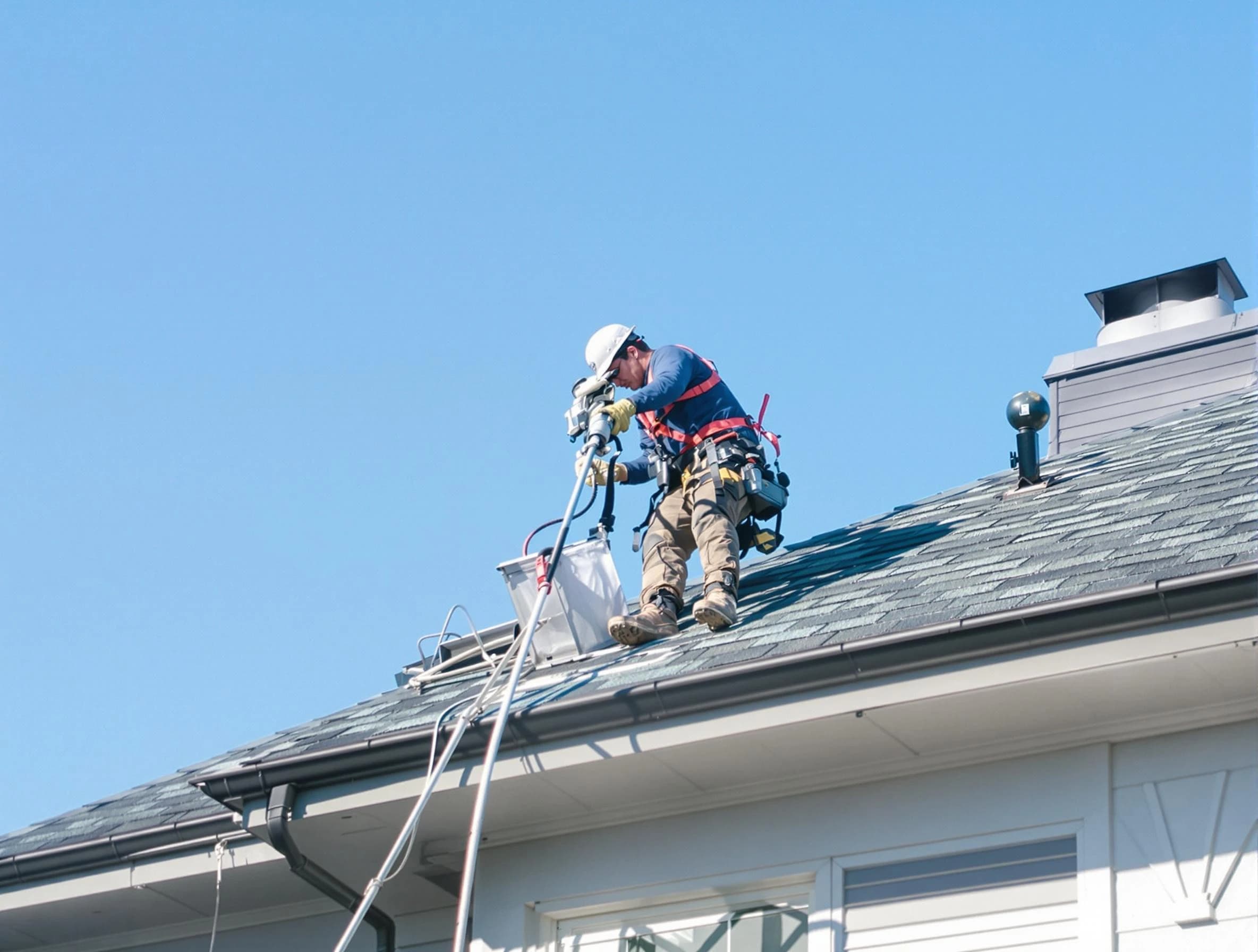 El Cerro Dryer Vent Cleaning certified technician cleaning a roof-mounted dryer vent system in El Cerro
